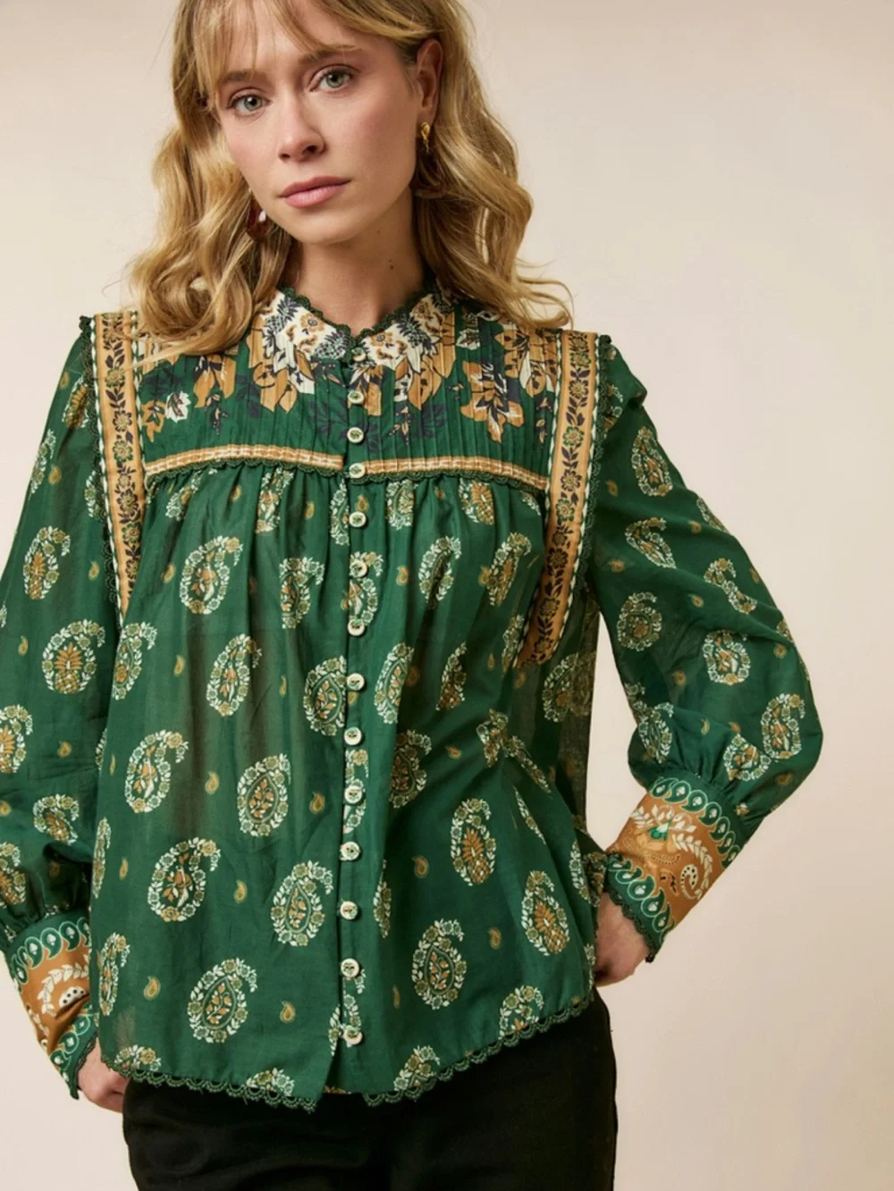FARM Rio Tayla Green Blouse Size XXS NWT